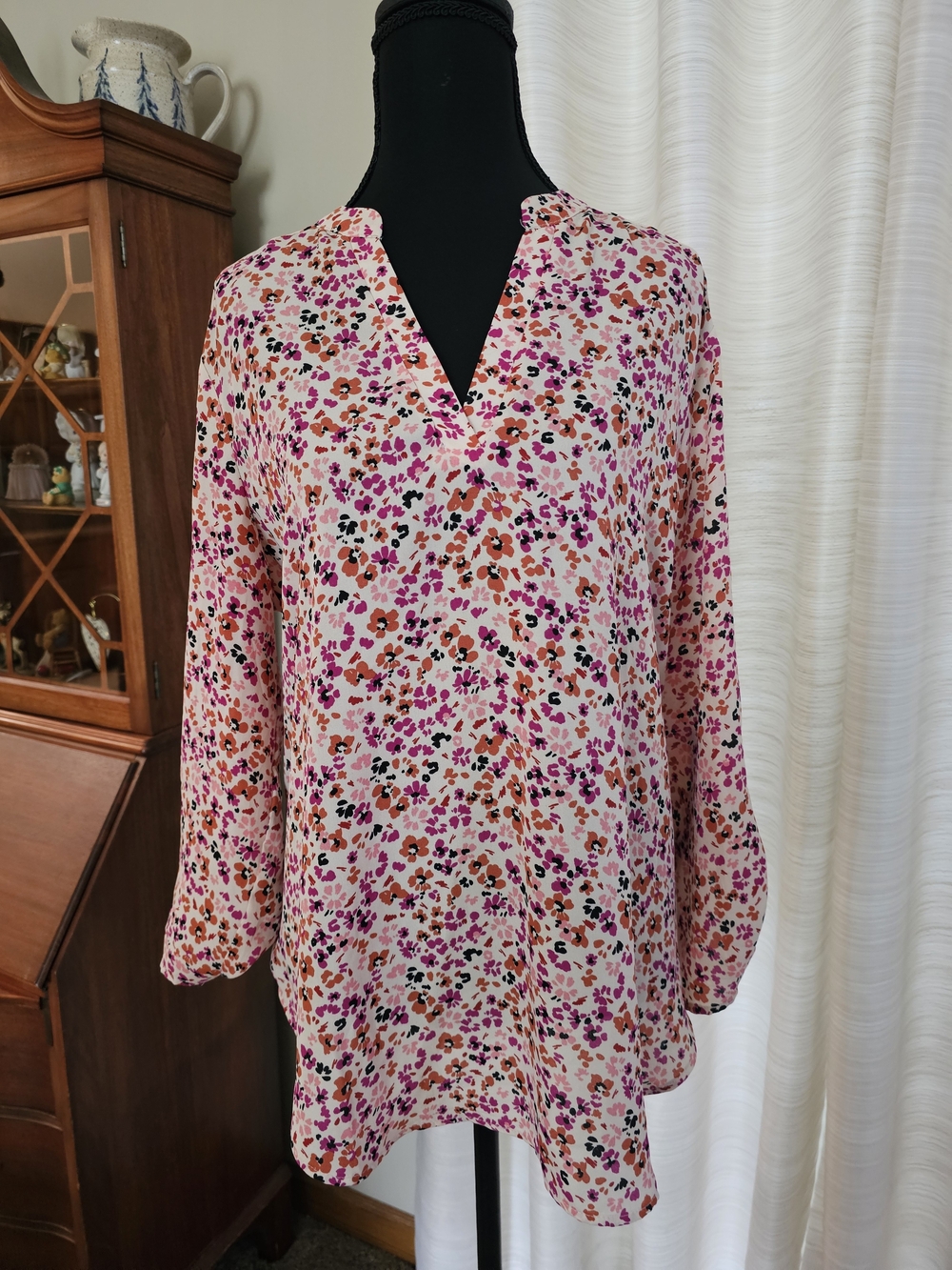 Lush Pink Multi Floral V-Neck Tunic
